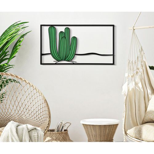 Panneau Mural 3d Cactus Métal Multicolore 60x33 Cm