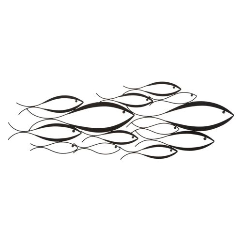 Panneau Mural 3d Poissons Stylisés Métal Multicolore 100x35 Cm