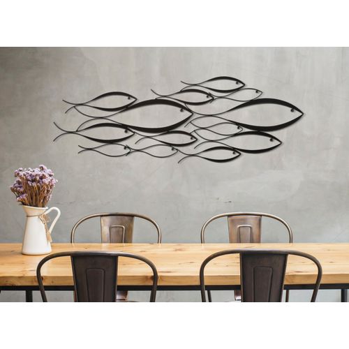 Panneau Mural 3d Poissons Stylisés Métal Multicolore 100x35 Cm