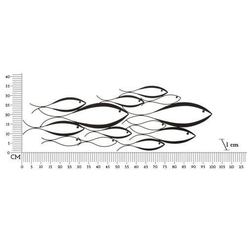 Panneau Mural 3d Poissons Stylisés Métal Multicolore 100x35 Cm