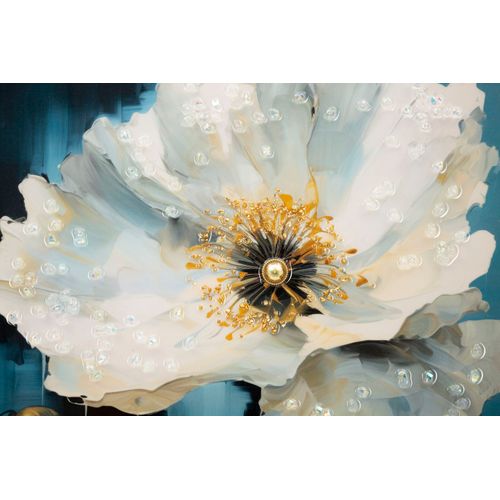 Tableau Moderne Bluey Sérénité Printanière 42x62 Cm Cadre Bois Et Métal Doré