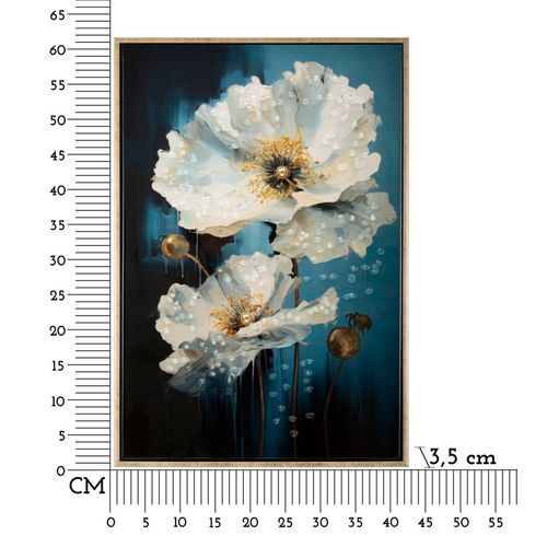 Tableau Moderne Bluey Sérénité Printanière 42x62 Cm Cadre Bois Et Métal Doré