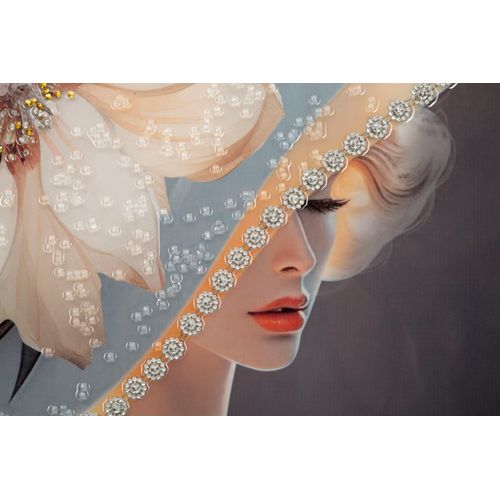 Tableau Moderne Wien Hat -a- Femme Élégante 62x92 Cm Cadre Bois Et Métal