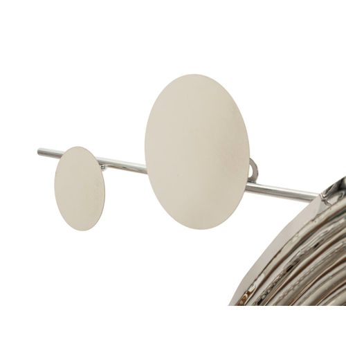 Panneau Mural Décoratif En Métal Argenté Style Mondrian Lignes Modernes 121x52 Cm