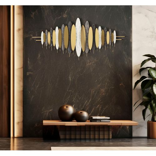 Panneau Mural Décoratif Oligram En Métal Design Abstrait 149x70 Cm