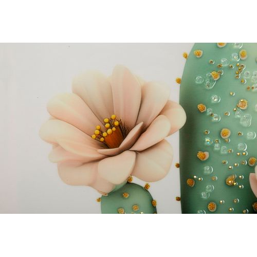 Tableau Cactus Bohème Élégant Pour Salon Ou Chambre - Cadre Bois Et Plastique 40x40 Cm