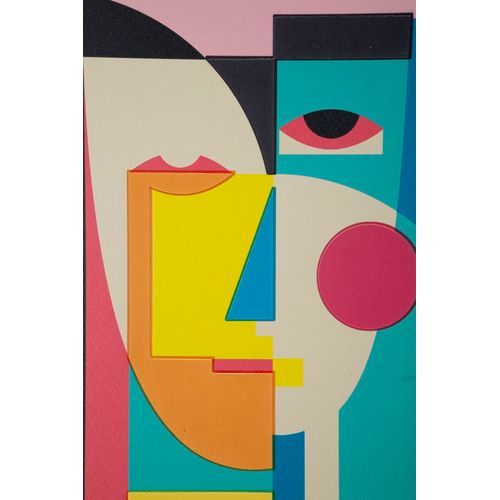 Toile Picassy Avec Cadre 50x70 Cm, Art Cubiste Moderne Et Coloré