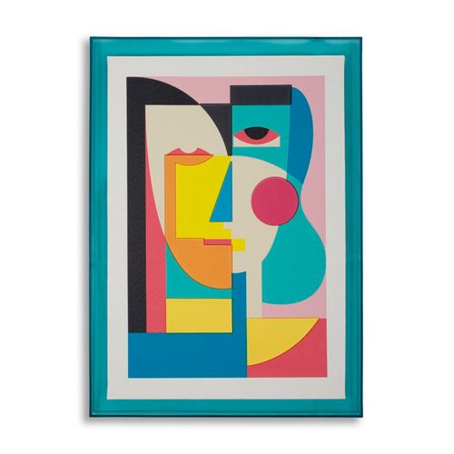 Toile Picassy Avec Cadre 50x70 Cm, Art Cubiste Moderne Et Coloré