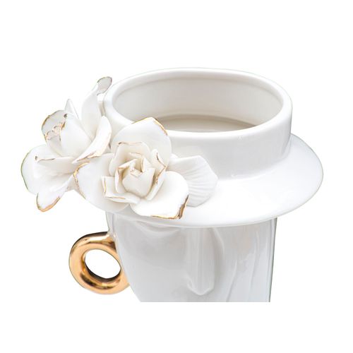 Vase Élégant Visage Femme Porcelaine Blanche 15x13,3x23,5 Cm