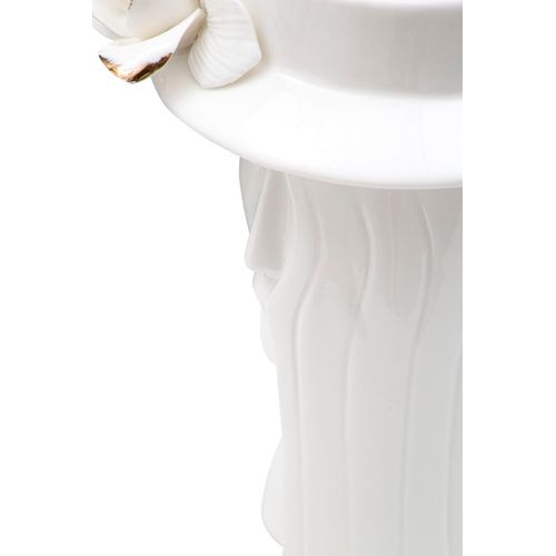 Vase Élégant Visage Femme Porcelaine Blanche 15x13,3x23,5 Cm