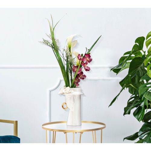 Vase Élégant Visage Femme Porcelaine Blanche 15x13,3x23,5 Cm