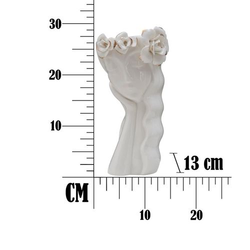 Vase Élégant Visage Femme Porcelaine Blanche 14,8x13x29 Cm