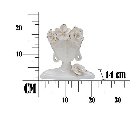 Vase Porcelaine Femme Jeune Visage Élégant 21,7x14x21 Cm