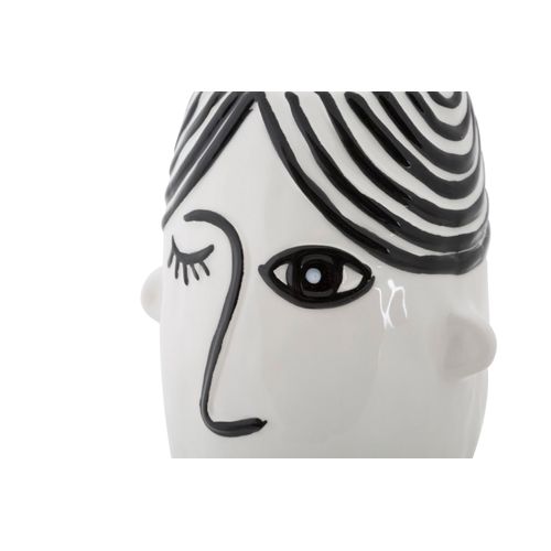 Vase Porcelaine Visage Style Futuriste 13,2x11,8x26,3 Cm