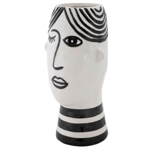 Vase Porcelaine Visage Style Futuriste 13,2x11,8x26,3 Cm
