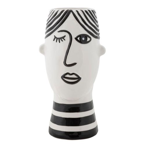 Vase Porcelaine Visage Style Futuriste 13,2x11,8x26,3 Cm