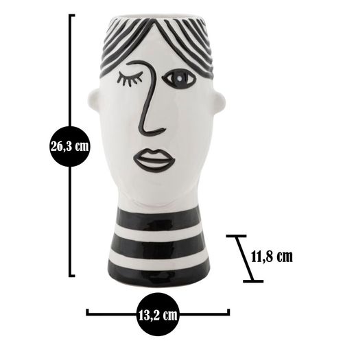 Vase Porcelaine Visage Style Futuriste 13,2x11,8x26,3 Cm