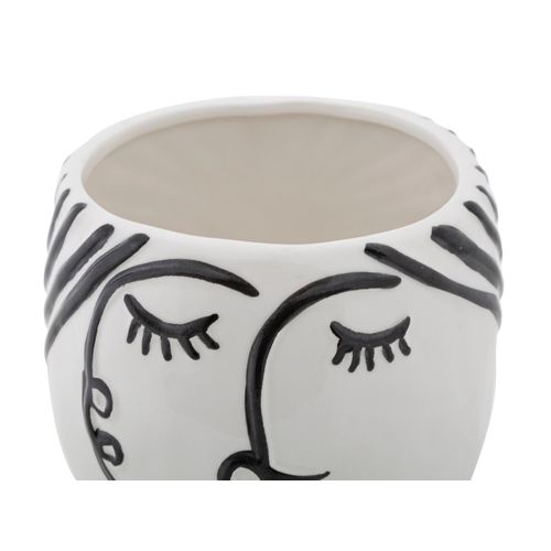 Vase Pot Porcelaine Visage Élégant Pour Salon Ou Bureau Ø14x18,2 Cm
