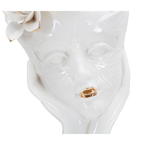 Vase Visage Femme Masquée Élégant En Porcelaine Pour Salon Ø16,5x14x27,3 Cm