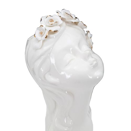 Vase En Porcelaine "jeune Femme Roses" Élégant Pour Décoration Intérieure