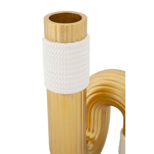 Vase Élégant Bann En Polyester Blanc Et Doré Pour Décoration Moderne