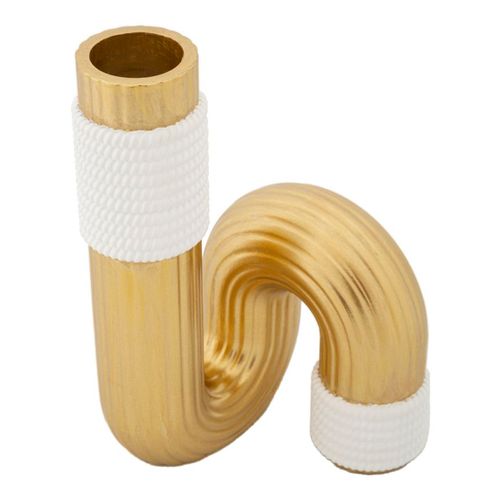 Vase Élégant Bann En Polyester Blanc Et Doré Pour Décoration Moderne