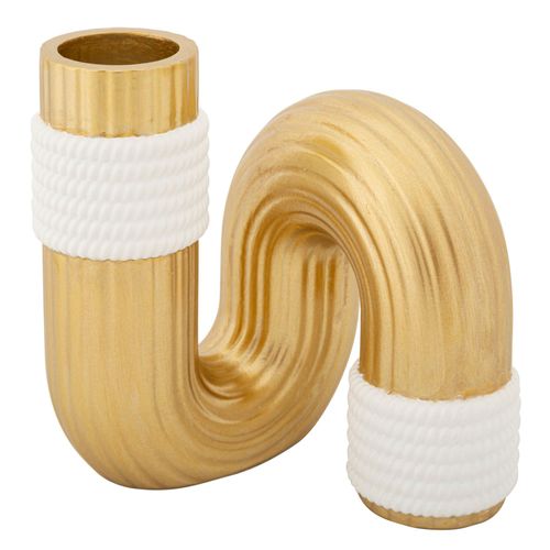 Vase Bann En Polyester Blanc Et Doré, Design Élégant Pour Décoration Intérieure