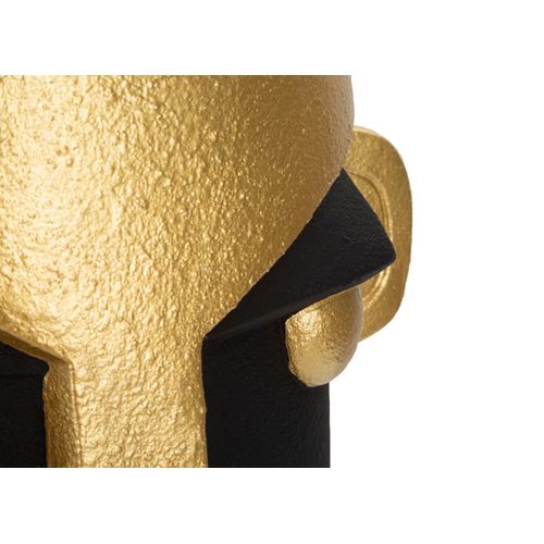 Vase Décoratif Visage Tribal En Polyresine Noir Et Doré, Style Primitif Pour Intérieur Élégant