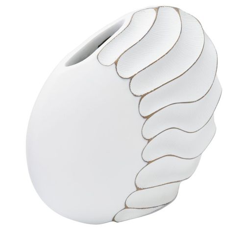 Vase Rond En Polyresine Style Boho Chic Avec Reliefs Ondulés Élégants