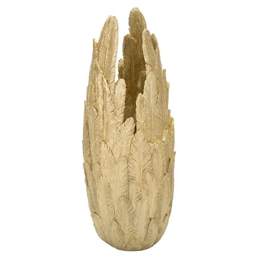 Vase Feathers Doré 32x34x80 Cm En Résine Poly Pour Décoration Élégante