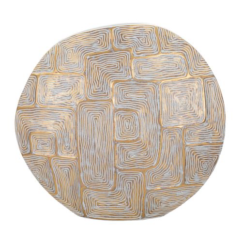 Vase Eclips Doré Et Blanc 48x13x44,5 Cm En Résine Poly Décor Géométrique