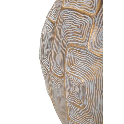 Vase Moderne En Résine Dorée Et Blanche 36x11x34,5 Cm Avec Décor Géométrique