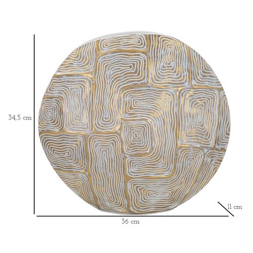 Vase Moderne En Résine Dorée Et Blanche 36x11x34,5 Cm Avec Décor Géométrique