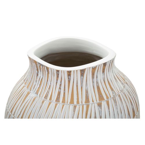 Vase Moderne En Résine Dorée Et Blanche Stiky Ø 23x50 Cm Avec Décor Géométrique