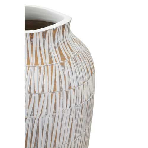 Vase Moderne En Résine Dorée Et Blanche Stiky Ø 23x50 Cm Avec Décor Géométrique
