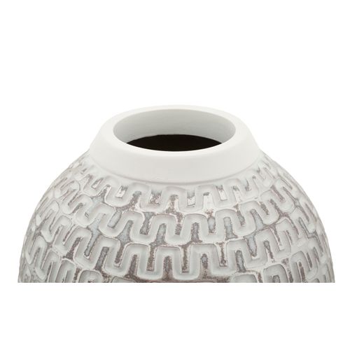Vase Moderne Wave En Résine Ø 21x43 Cm Décor Médiéval Doré Et Blanc