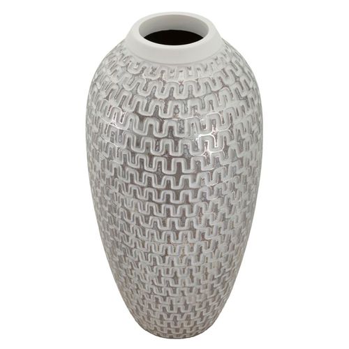 Vase Moderne Wave En Résine Ø 21x43 Cm Décor Médiéval Doré Et Blanc