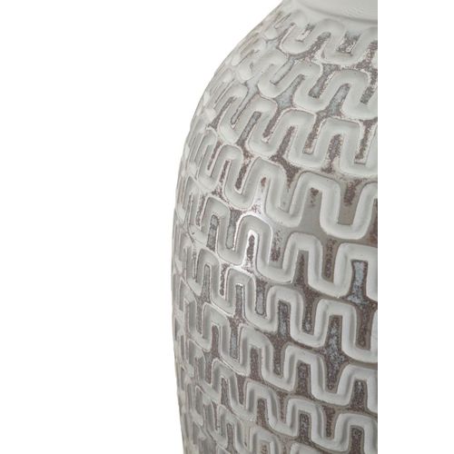 Vase Moderne Wave En Résine Ø 21x43 Cm Décor Médiéval Doré Et Blanc