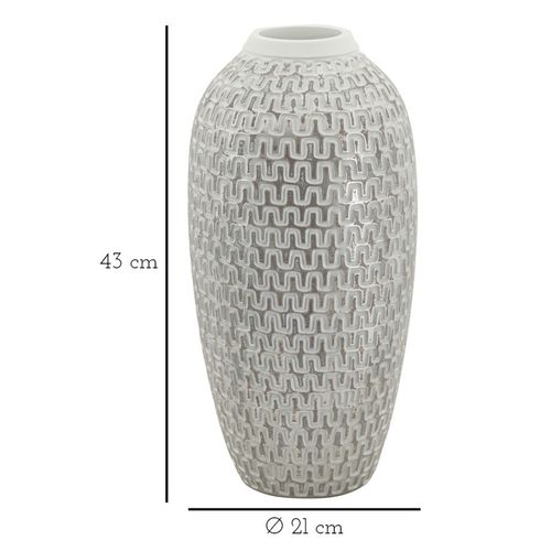 Vase Moderne Wave En Résine Ø 21x43 Cm Décor Médiéval Doré Et Blanc