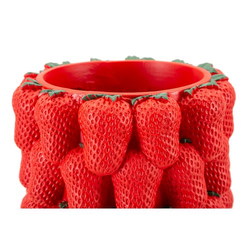 Vase Moderne En Résine Fraises Ø 20x32 Cm Décoration Originale Couleur Rouge