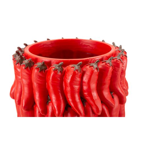 Vase Moderne En Résine Piments Ø 20x34 Cm Décoration Originale Couleur Rouge