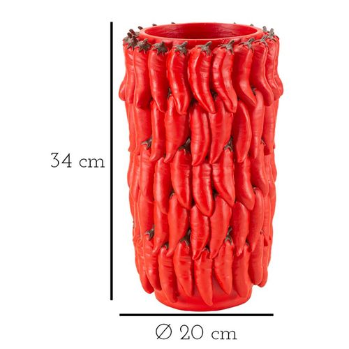 Vase Moderne En Résine Piments Ø 20x34 Cm Décoration Originale Couleur Rouge