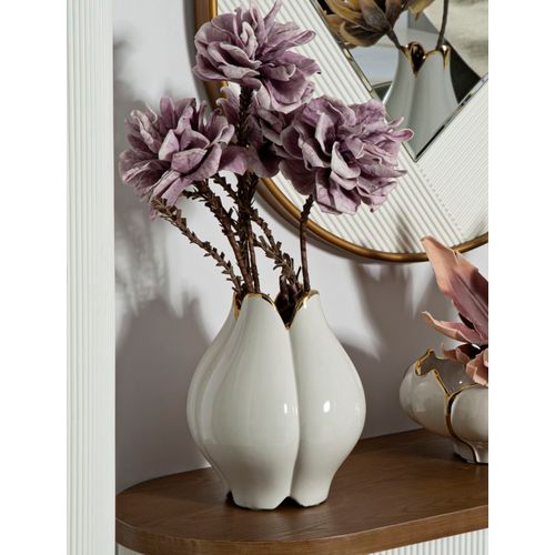 Vase En Céramique Potter Ø 23x27,5 Cm Finition Dorée Design Bouton De Fleur