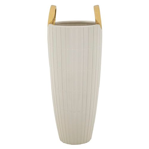 Vase En Céramique Potter Ø 23x27,5 Cm Finition Dorée Design Bouton De Fleur