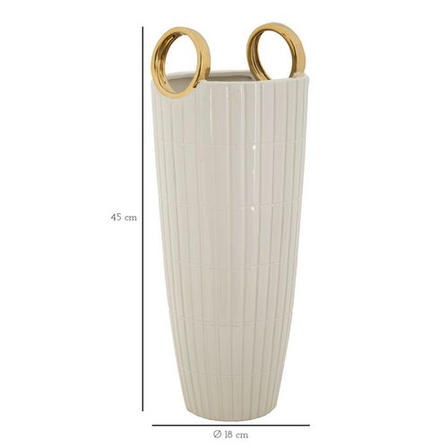 Vase En Céramique Potter Ø 23x27,5 Cm Finition Dorée Design Bouton De Fleur