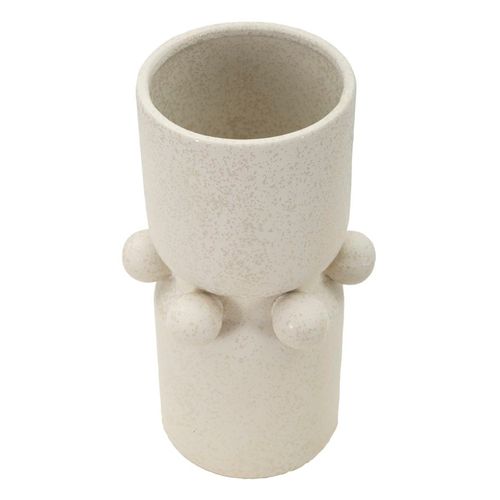 Vase En Céramique Bubbles Ø 16x28 Cm Décor Sphères Crème Pour Intérieur Moderne