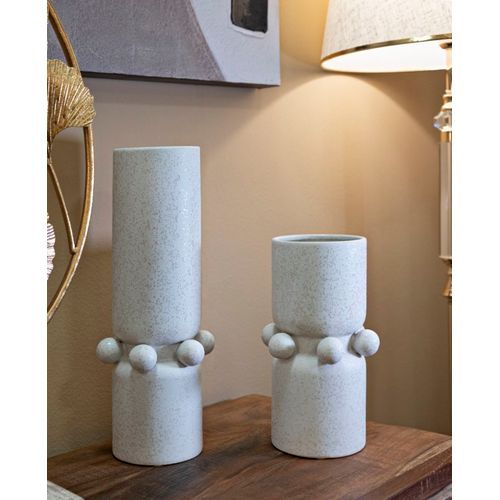 Vase En Céramique Bubbles Ø 16x28 Cm Décor Sphères Crème Pour Intérieur Moderne