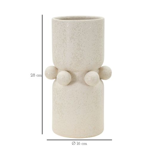 Vase En Céramique Bubbles Ø 16x28 Cm Décor Sphères Crème Pour Intérieur Moderne