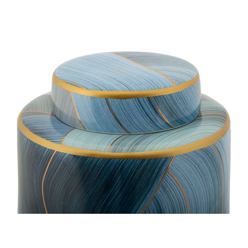 Vase Décoratif Céramique Moderne Ø15x34 Cm Avec Motifs Floraux Et Finitions Dorées