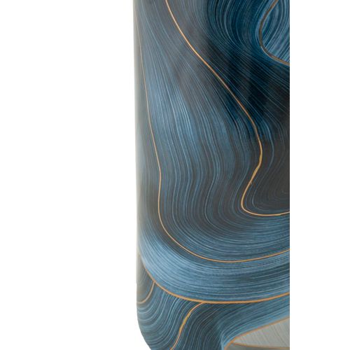 Vase Décoratif Céramique Moderne Ø15x34 Cm Avec Motifs Floraux Et Finitions Dorées